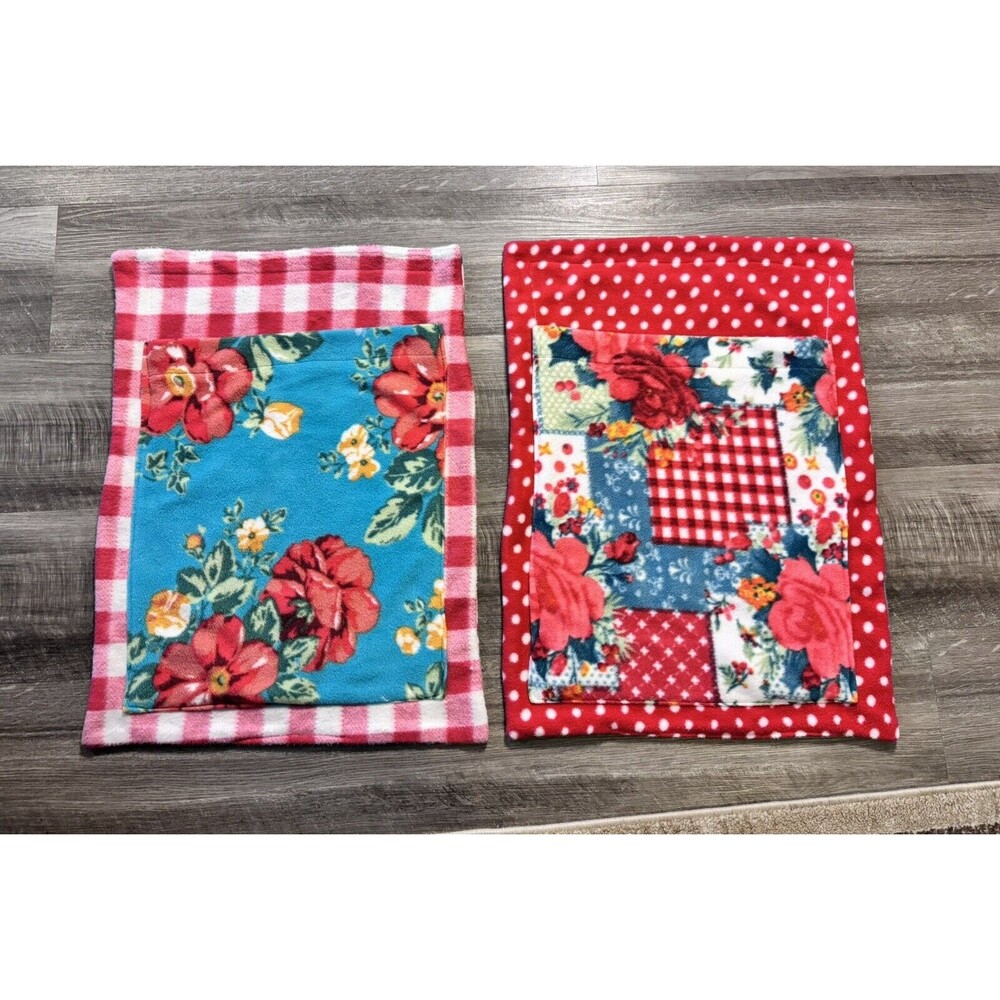 VTG HANDMADE STORAGE BAG  PIONEER WOMAN ROSES multipurpose bag 22”x16 Lot Of 2